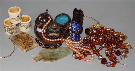 Enamel Etui and small Oriental items